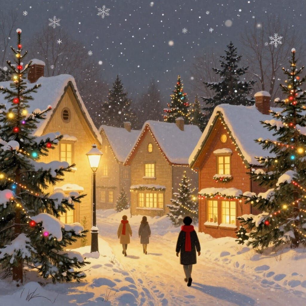 Magical Christmas Eve Scene with Warm Lights