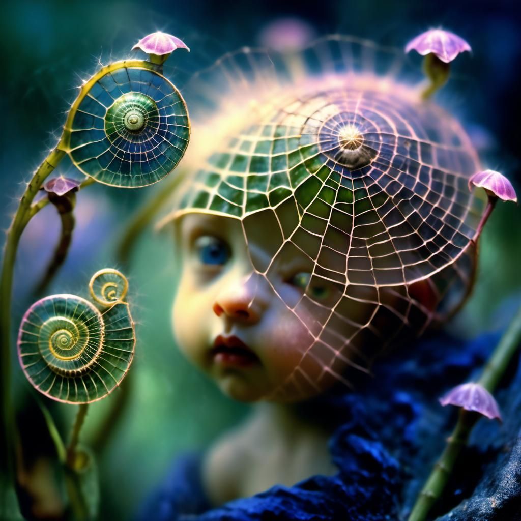 Mesmerizing Baby in Fantasy Garden, Magic Realism