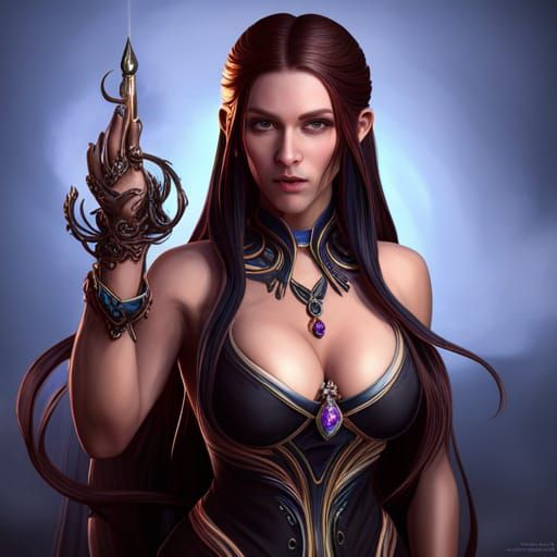 Fantasy Woman with Jewelry in Detailed Matte Painting