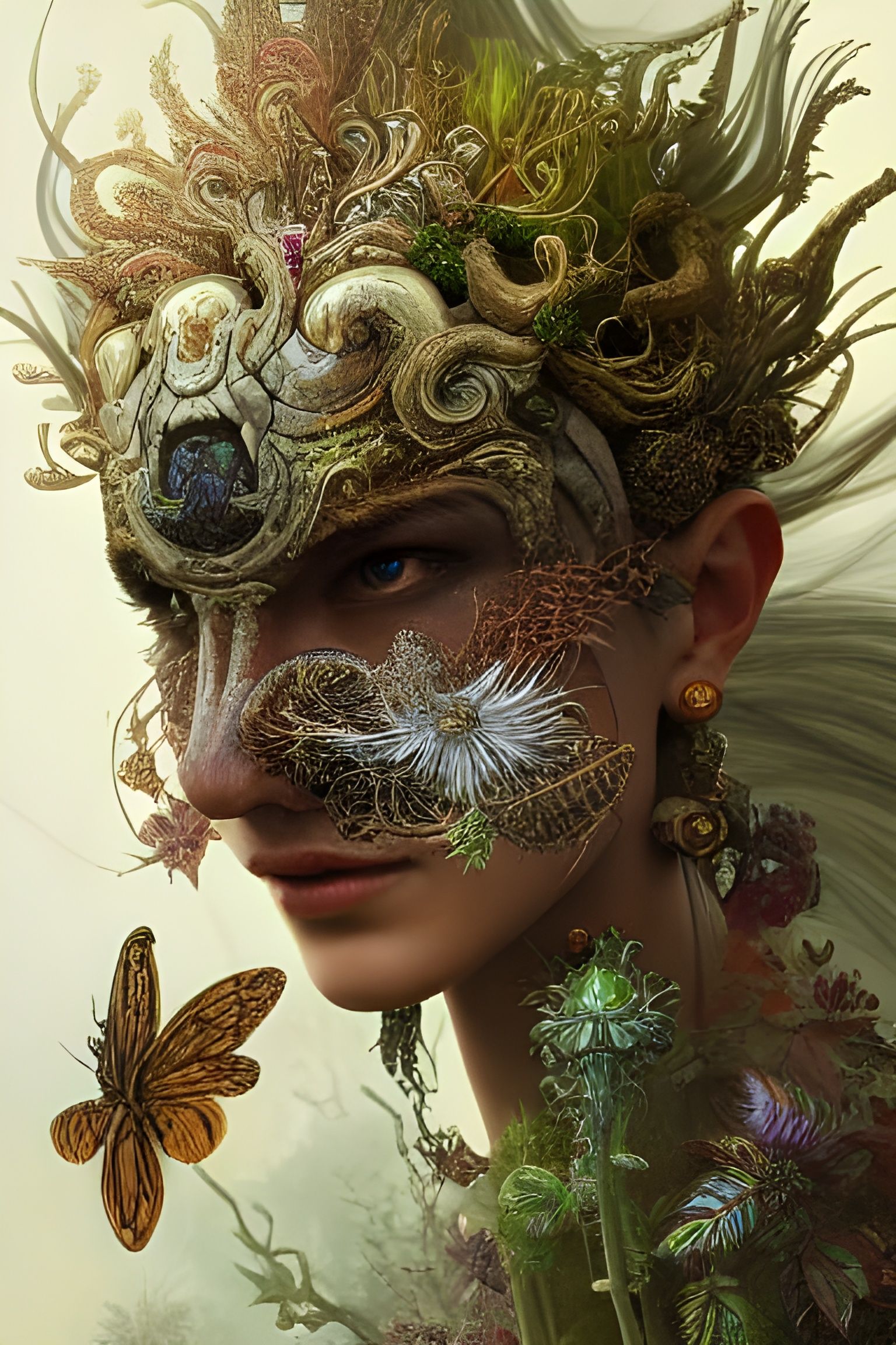 Botanical Mask Fantasy Illustration