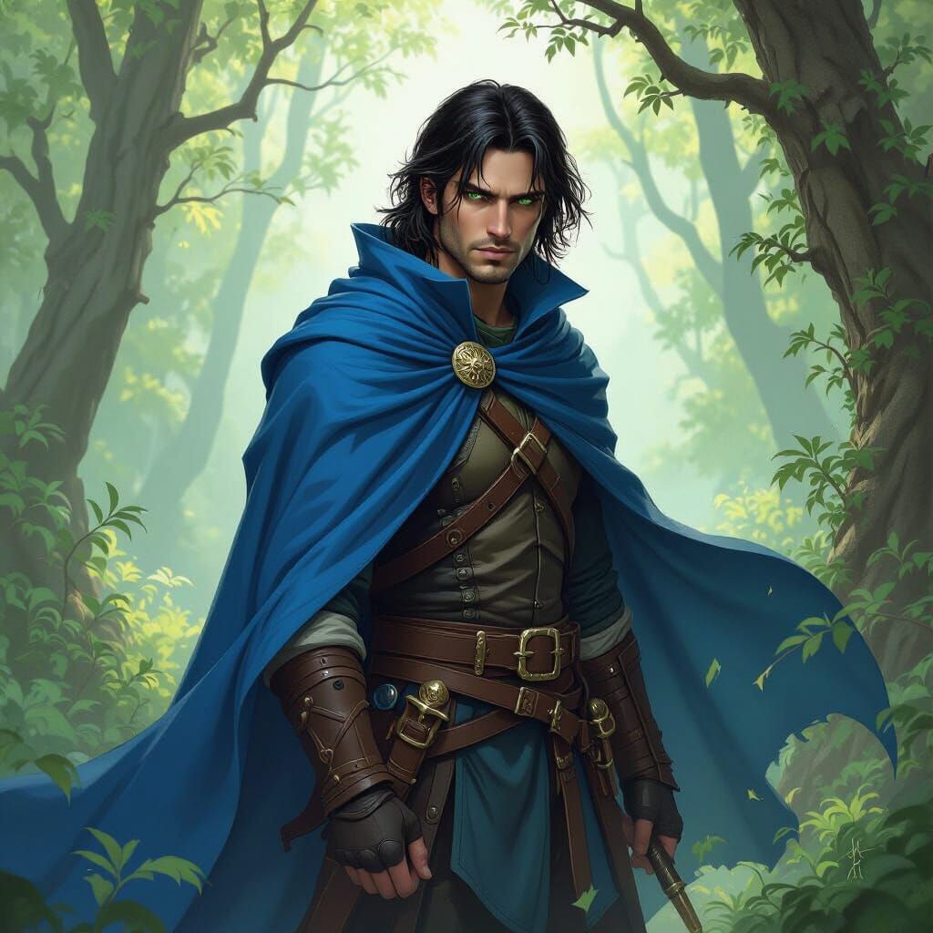 Exiled Noble Ranger in Wild Forest, Realistic Concept Art