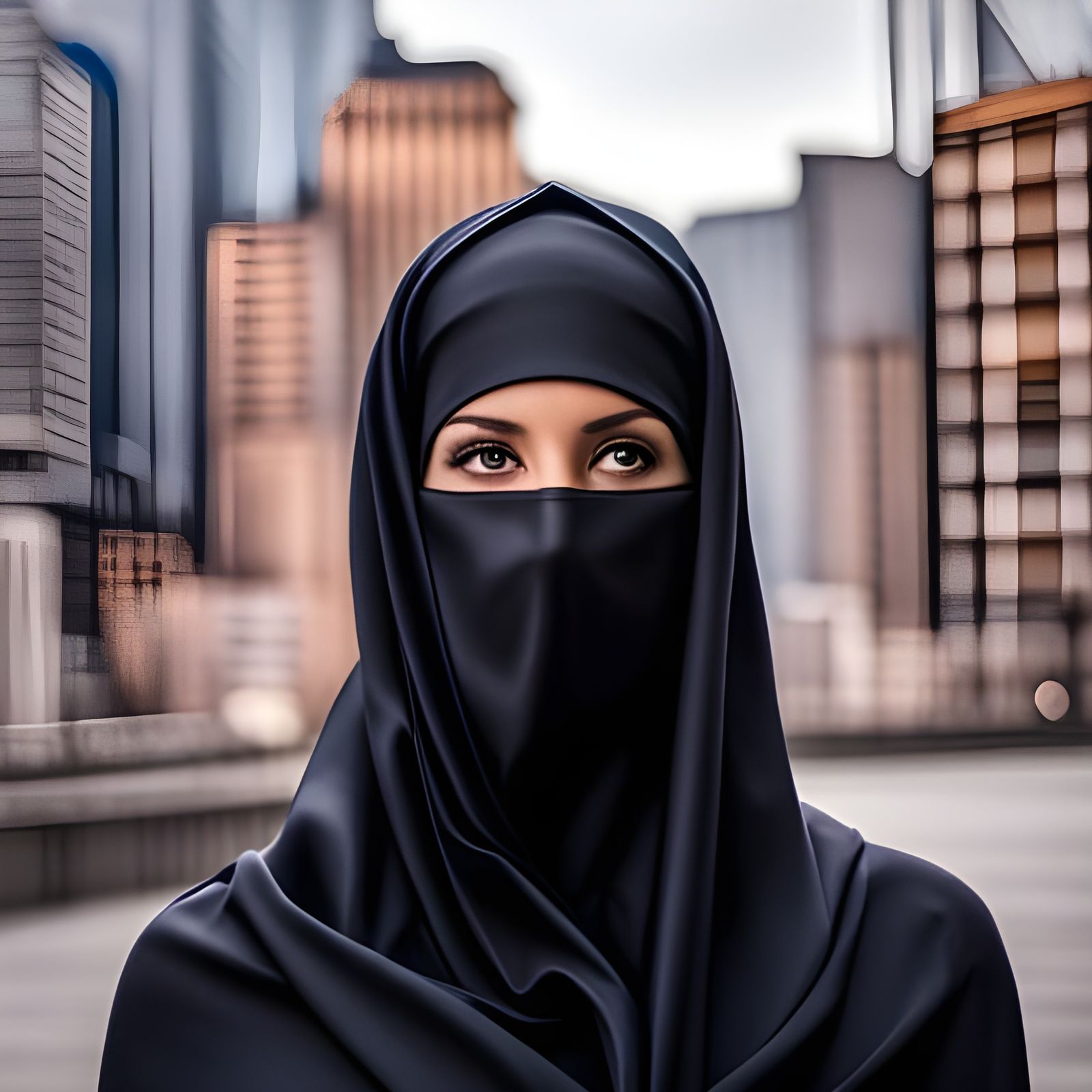 German Woman in Satin Niqab in Hyperrealism