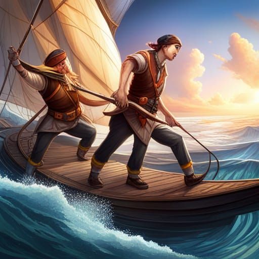 Penguin Pirates in Hyperrealistic Splash Art