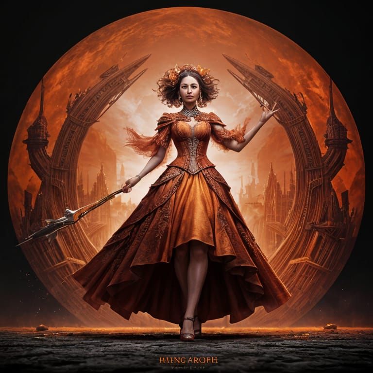 Woman Dancing in a Flowing Red Dress