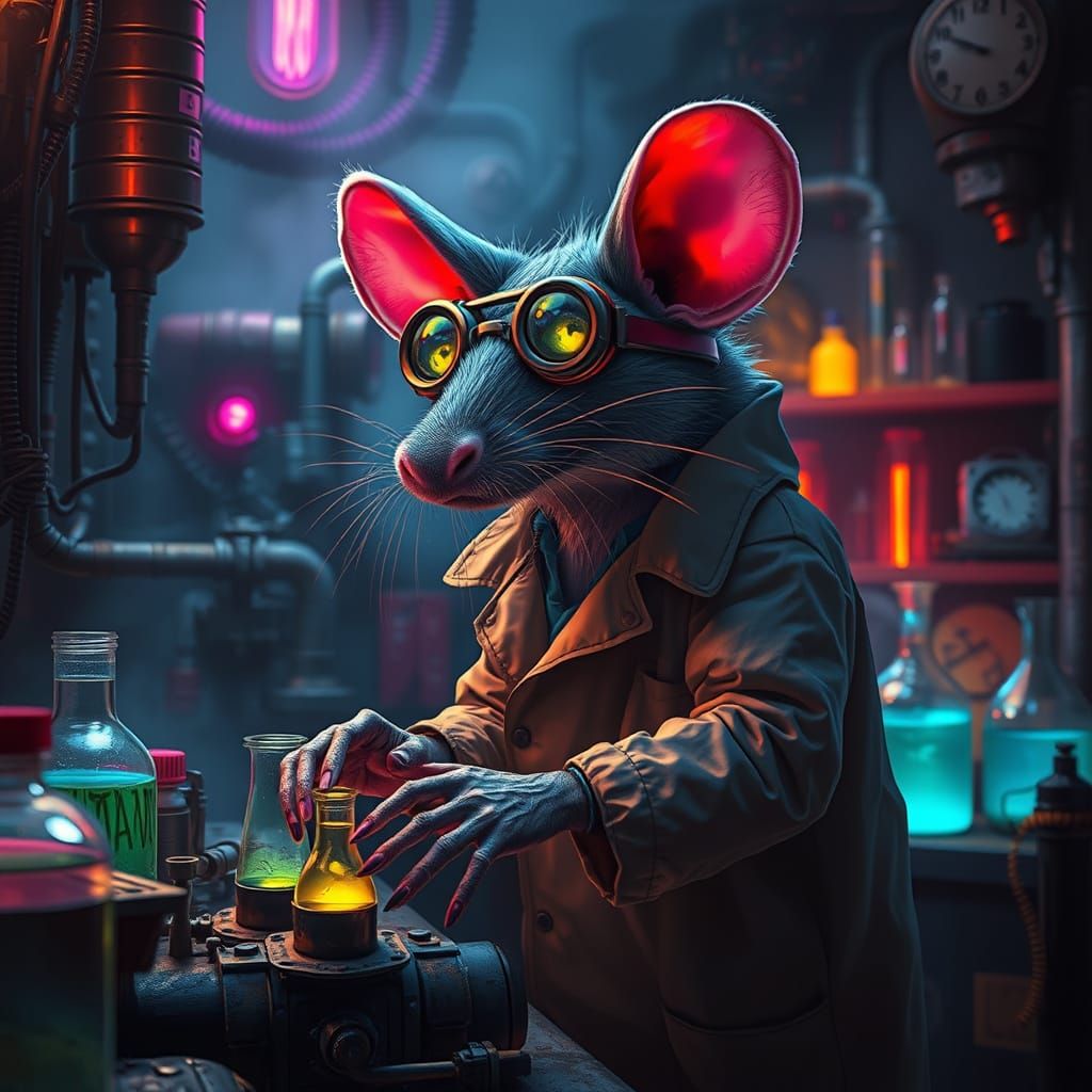 Bioluminescent Rat Creature in Underground Lab