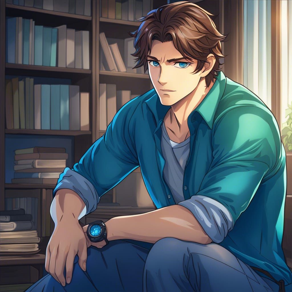 Anime Man Portrait in Manga Style