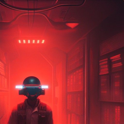 Figure in Red Light, Hyperdetailed Concept Art