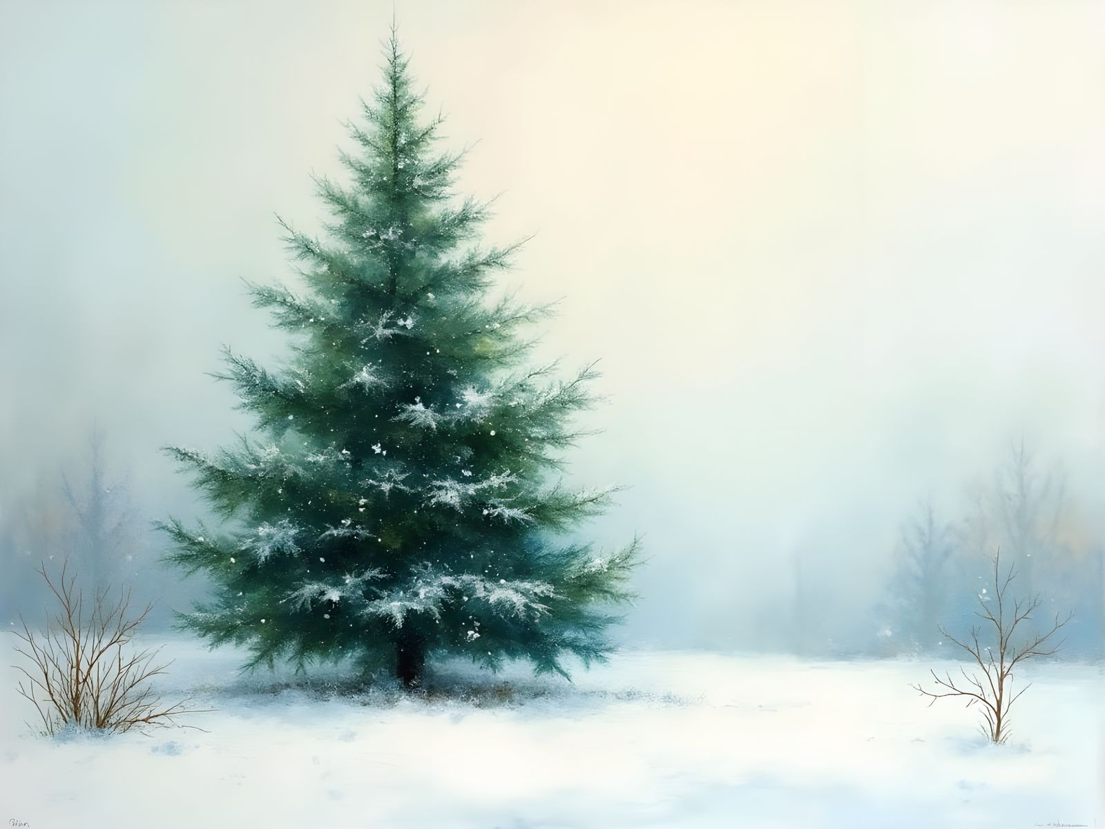 Majestic Christmas Tree in Winter Wonderland