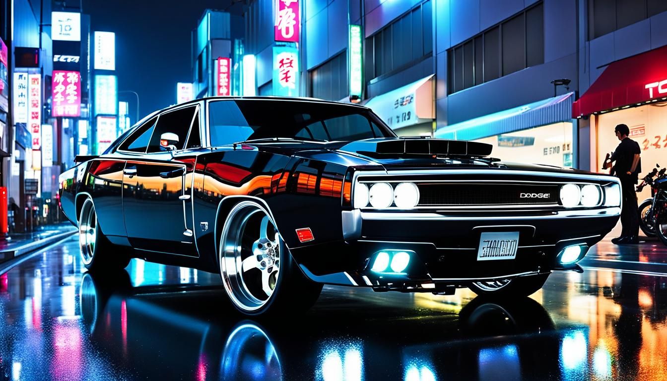 Transparent Anime Car in Cyberpunk Tokyo