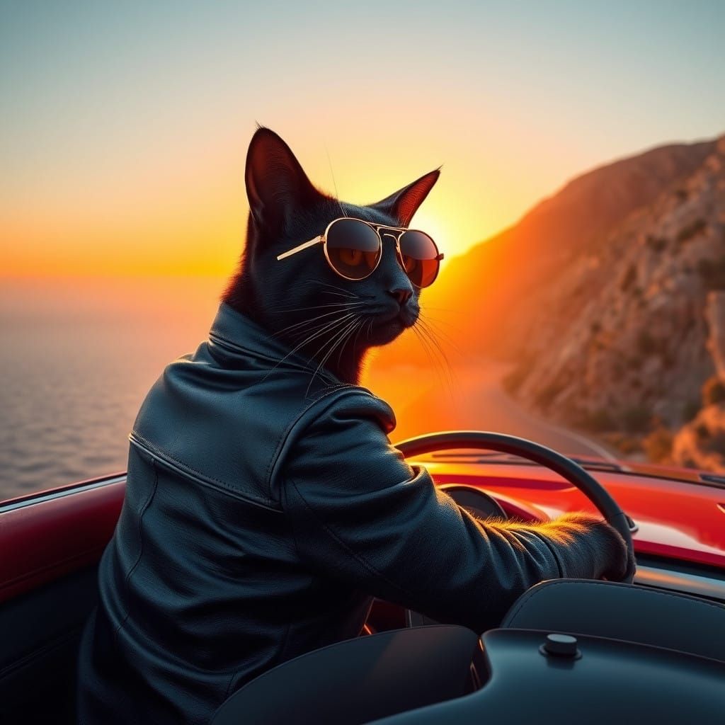 Futuristic Cat Cruises Coast Roads in Eye-Catching Matte Pai...