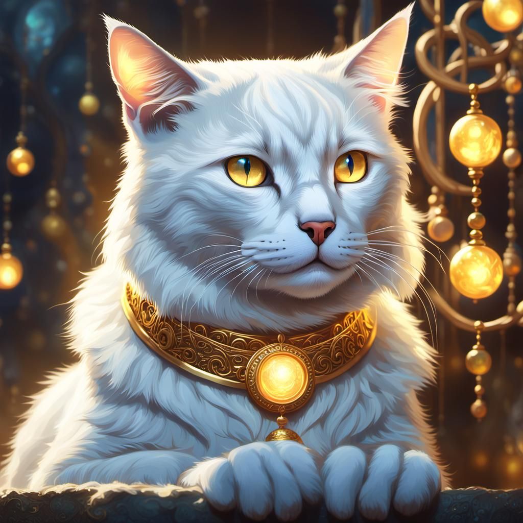 Fantasy Cat Goddess Radiates Ethereal Light