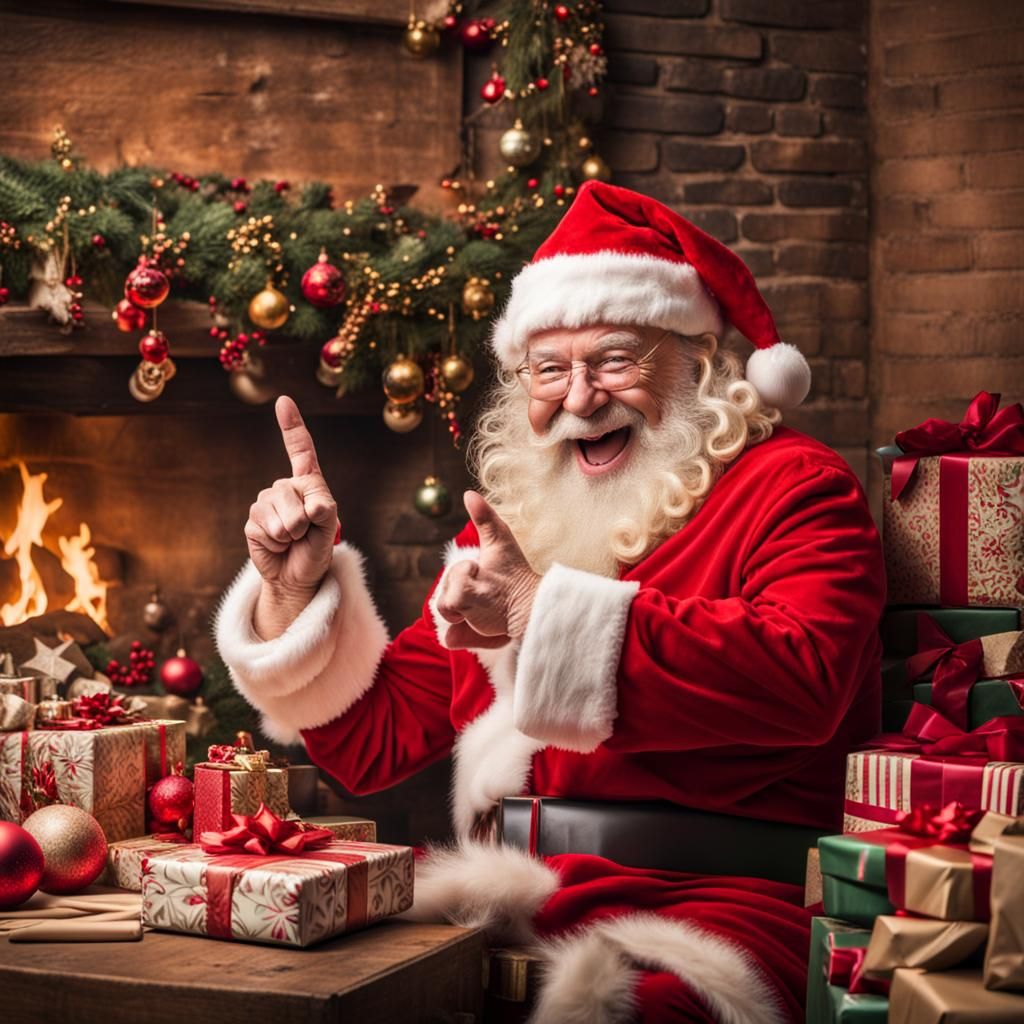 Cheeky Santa Claus Flips the Bird with Festive Cheer