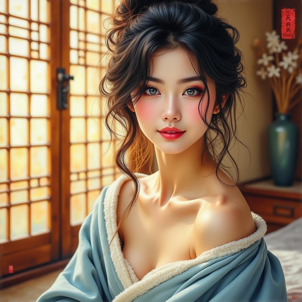 Dreamlike Portrait in Antique Watercolor Style