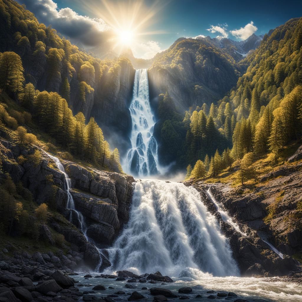 Raging Waterfall Breaks Through Mountains in Hyperrealistic ...