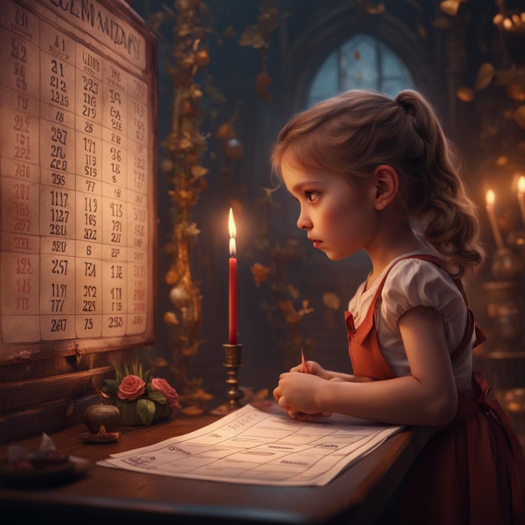 Little Girl Waiting for Birthday: Fantasy Concept Art