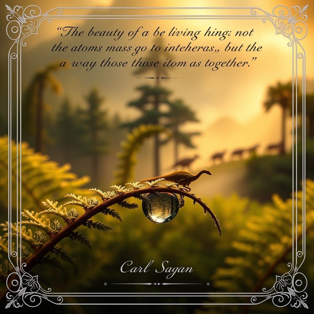 Hyperrealistic Waterdrop Scene on Ancient Fern