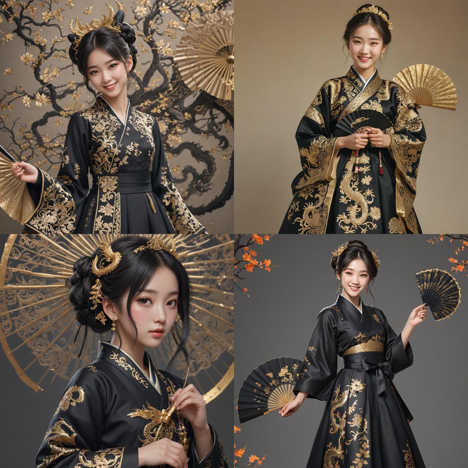 Korean Woman in Embroidered Hanbok: Anime Art