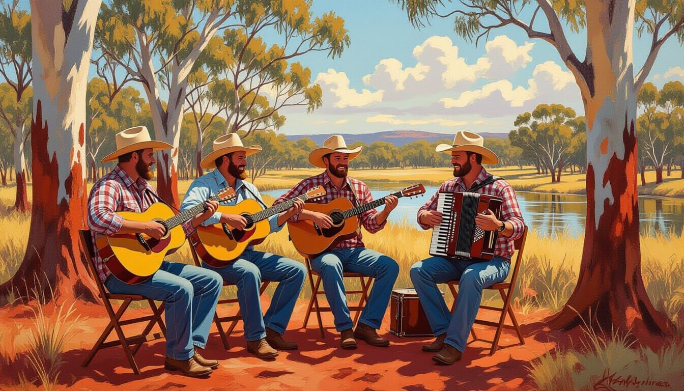 Australian Bush Band in Ken Done Style