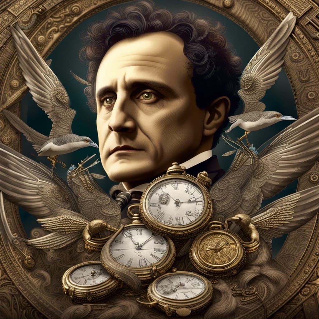 Houdini in Victorian Era with Flying Pocket Watches