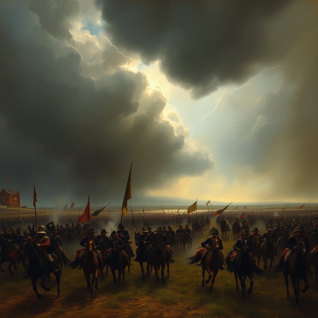 Dramatic Battle of Waterloo in a Géricault-Inspired Aestheti...