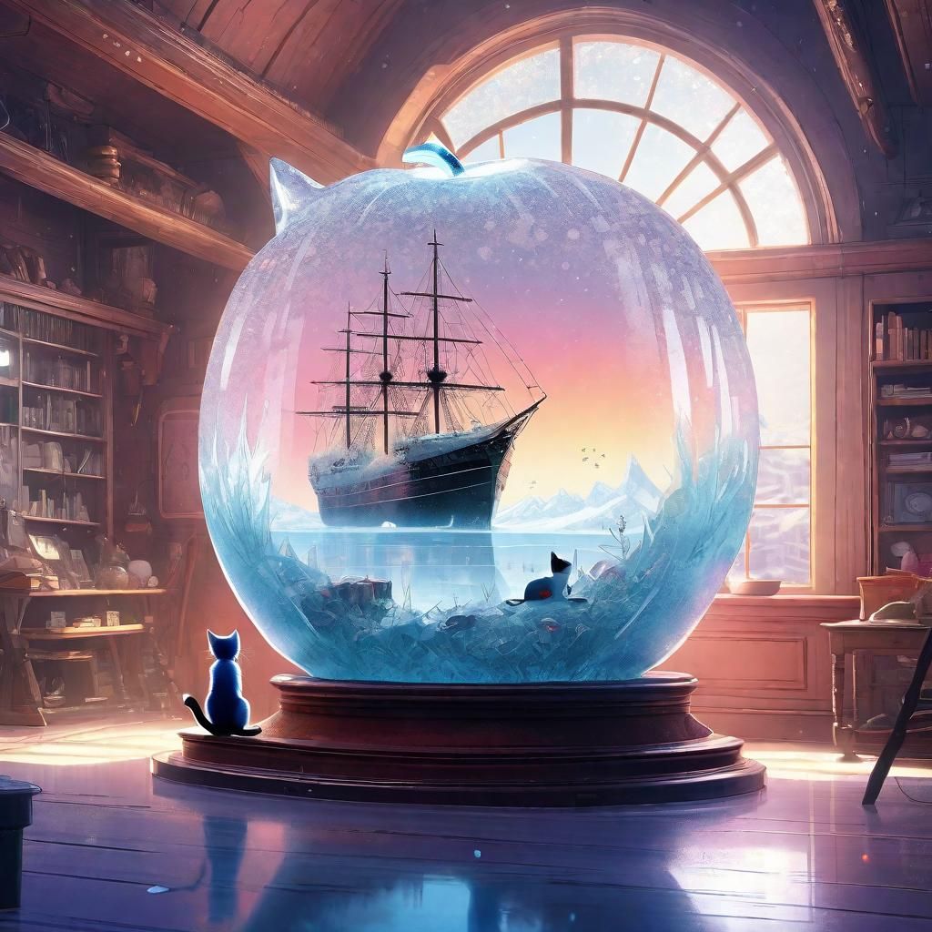 Frozen Ship in Crystal Apple, Digital Art