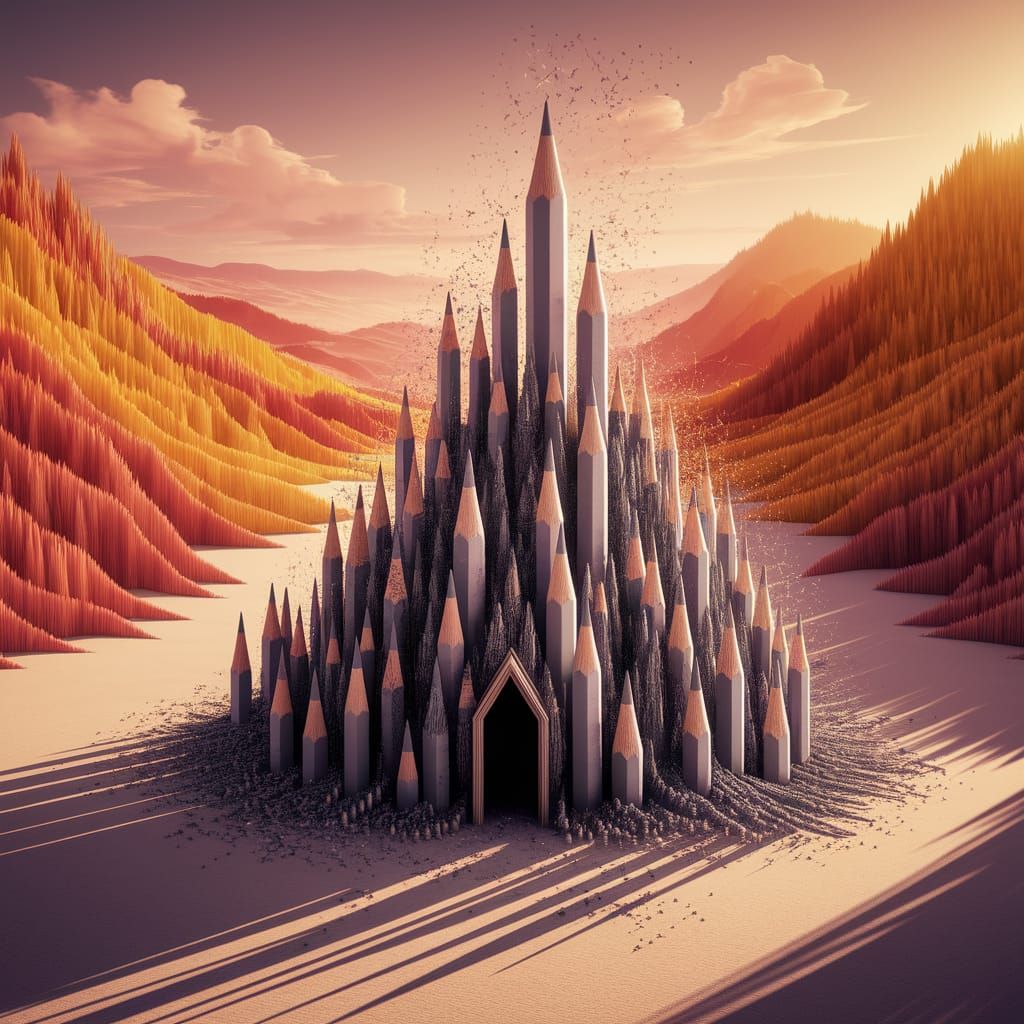 Pencil Castle Transforms in Golden Sunset Light