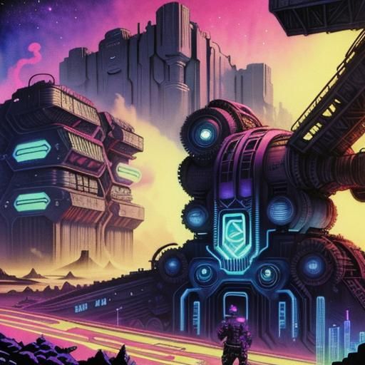 Surreal Nuclear Fantasy Landscape in Solarpunk Style