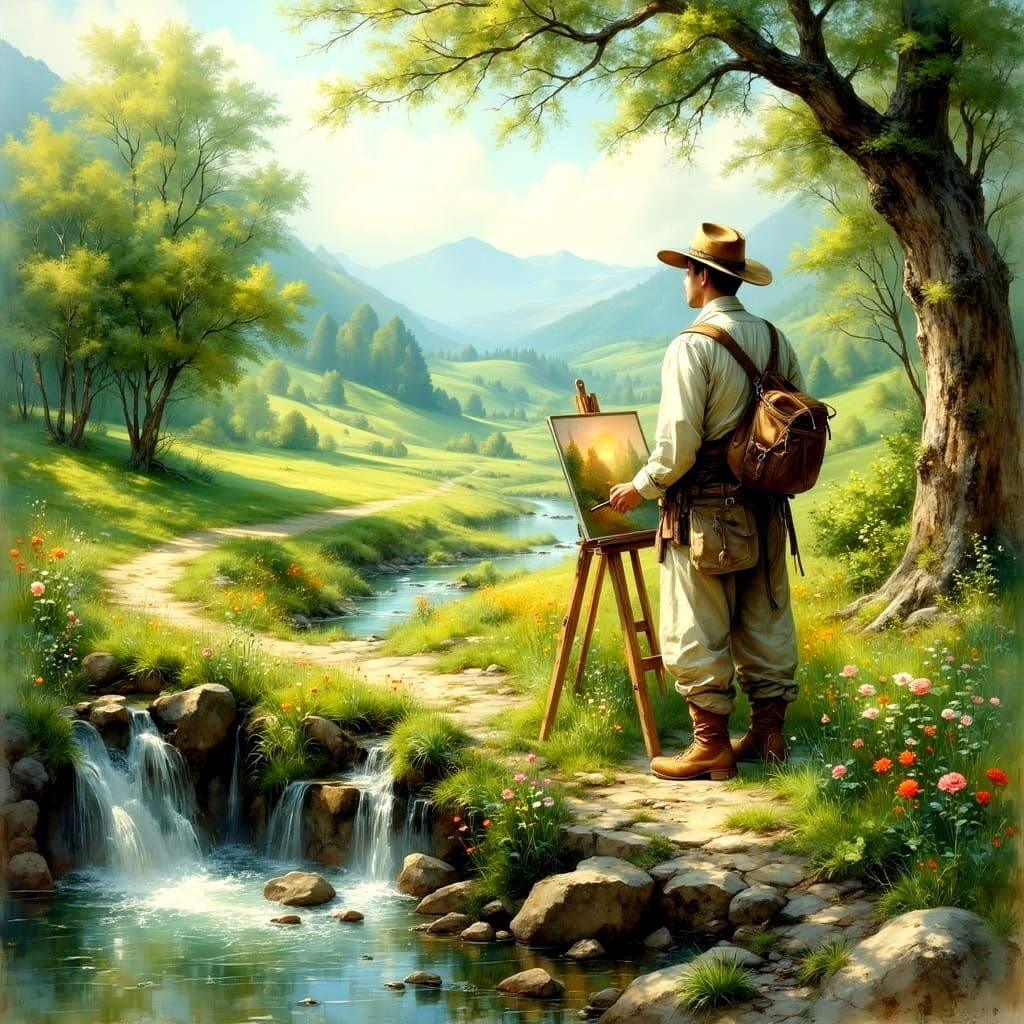 Ethereal Dreamscape with House in Pastel Hues