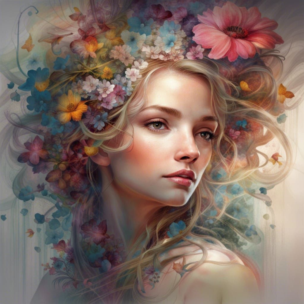 Sparkling Christmas Floral Still Life as Impasto Painting