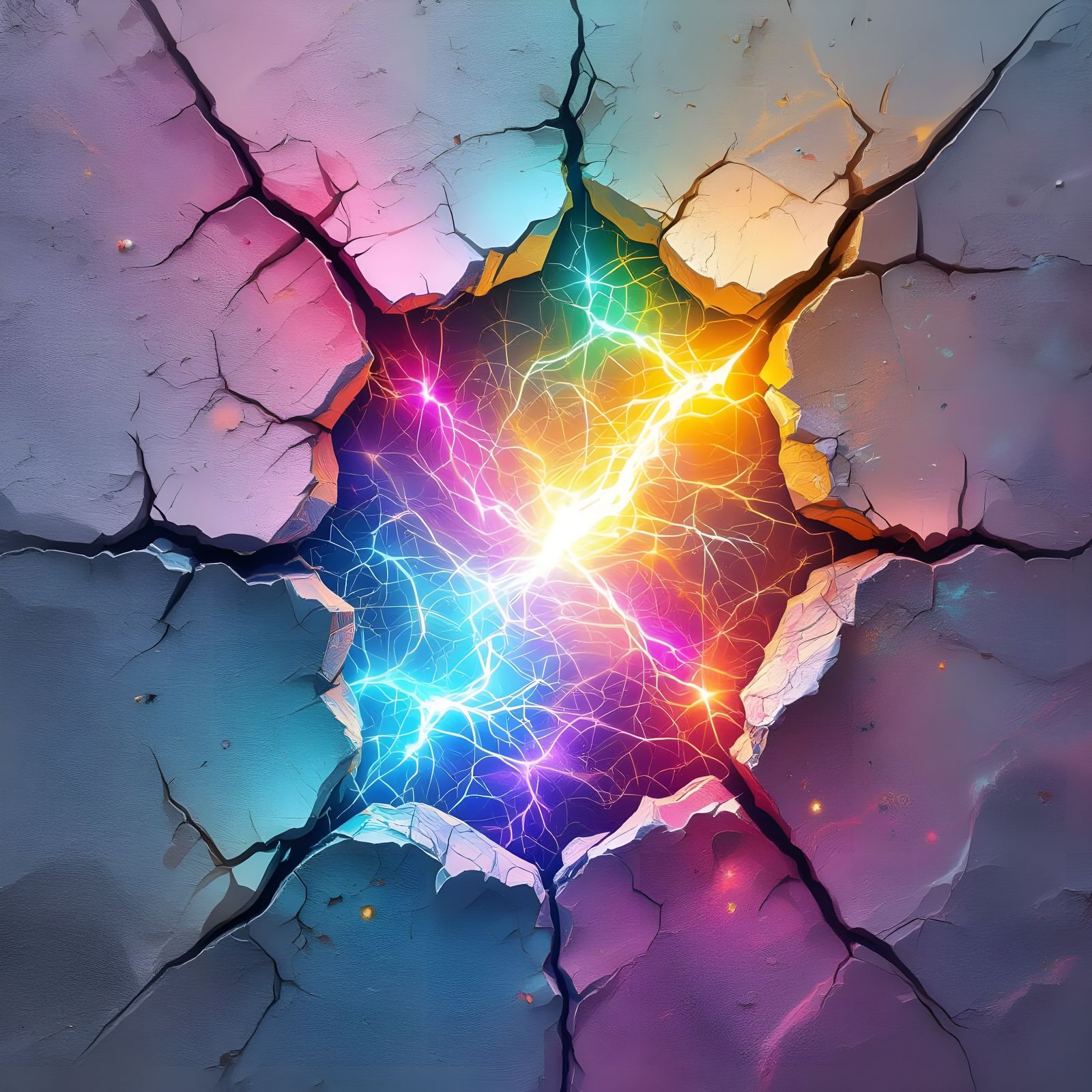 Vibrant Cracked Wallpaper with Tear Effects