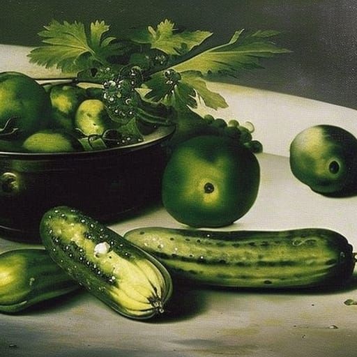 Scientist and Pickled Cucumber Still Life