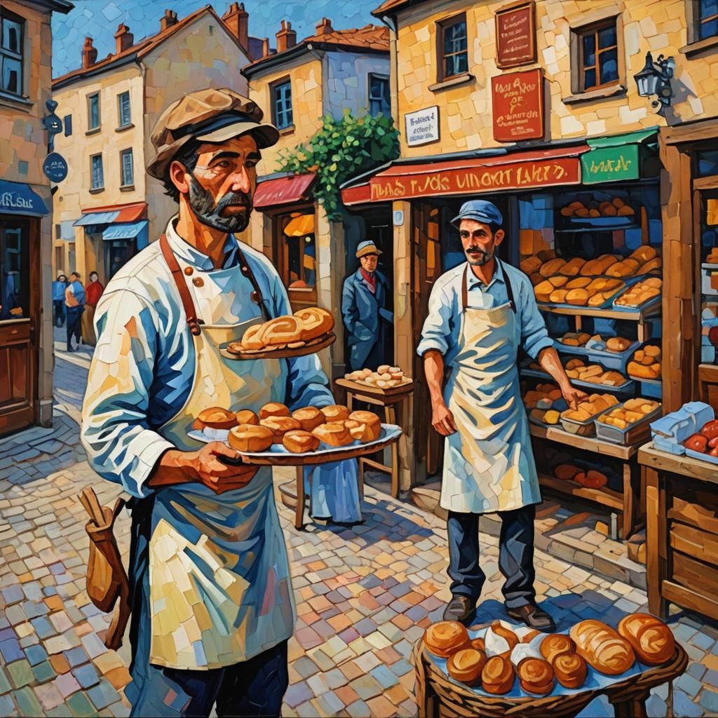 Max and Moritz at the Bakery as Impasto Painting