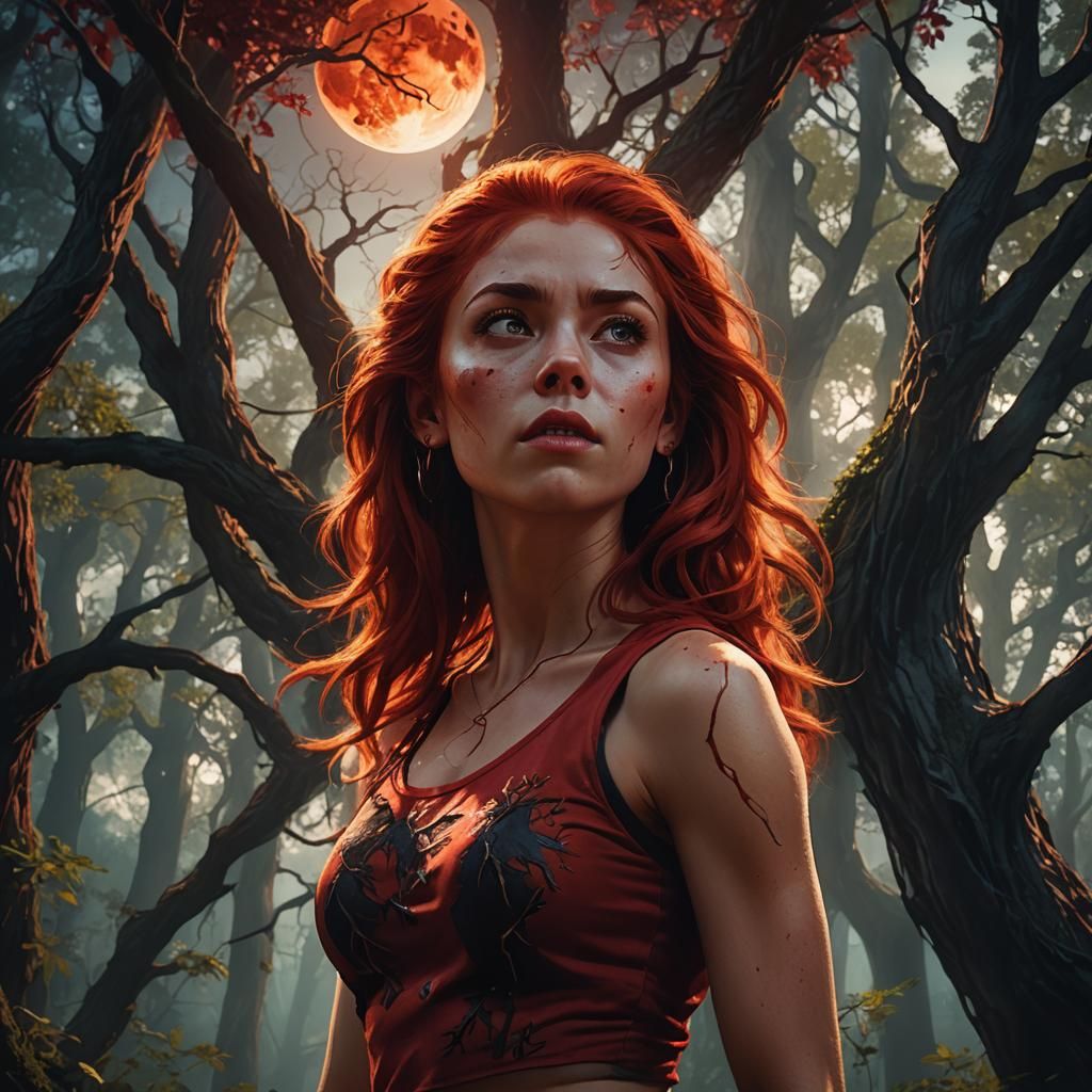 Teenage Werewolf Girl Portrait in Fantasy Style