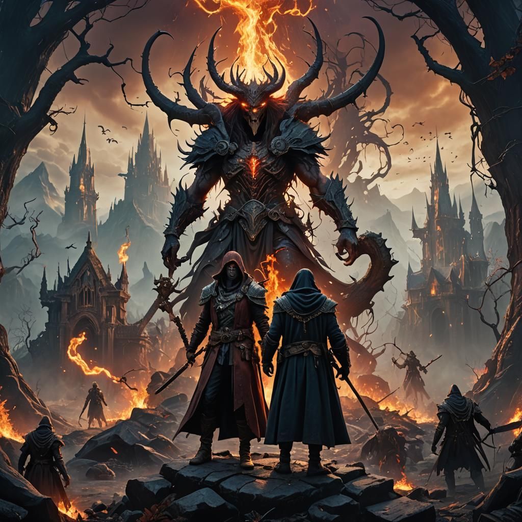 Hell-kin Nephilim and Witch: Fantasy Concept Art