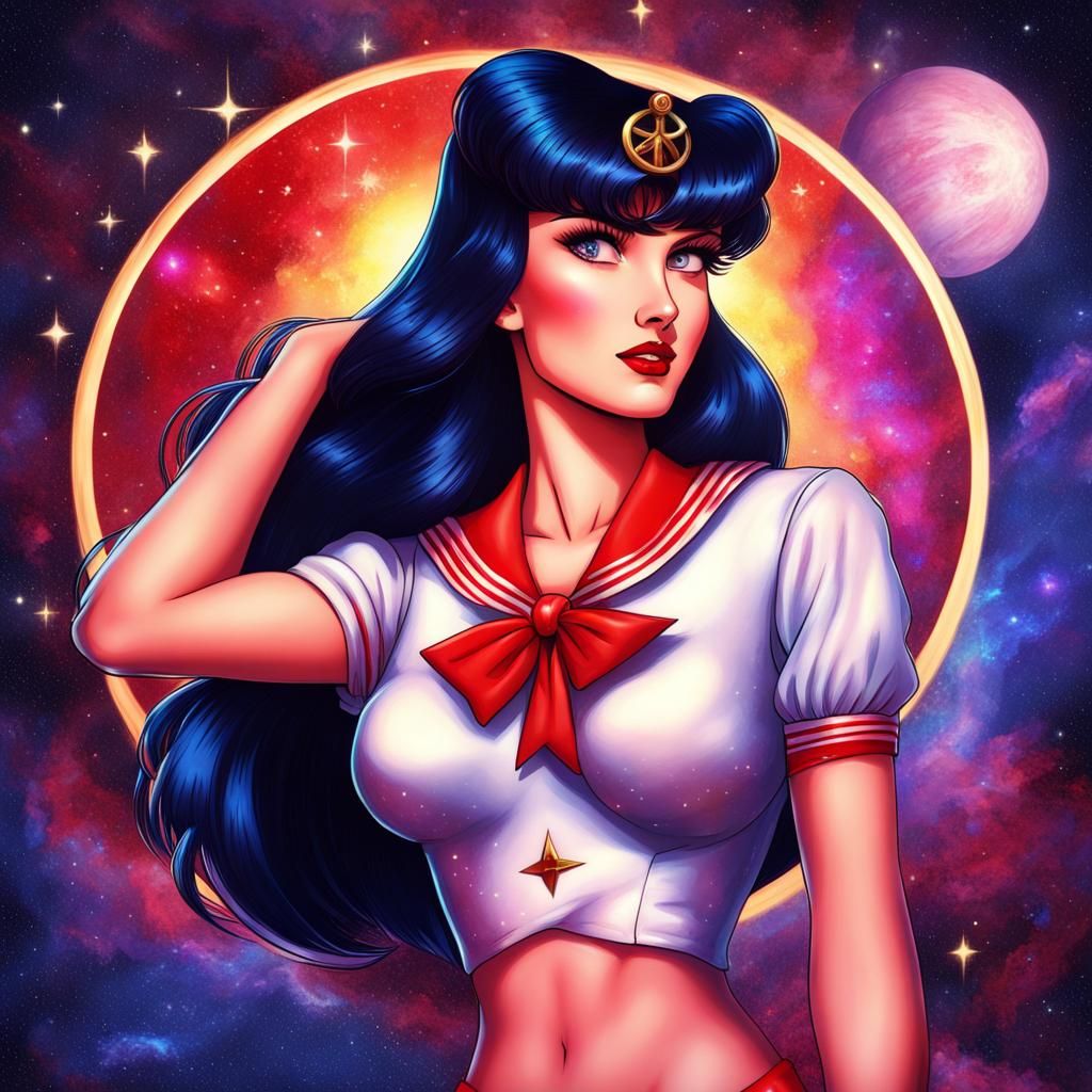 Sailor Mars As A 1940s Pin-up Girl