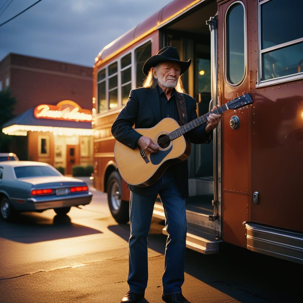 Willie Nelson Steps Out of The Honeysuckle Rose in Front of ...