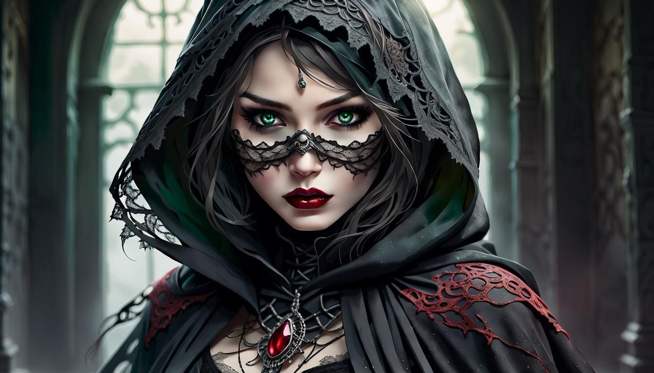 Gothic Ninja Babe in Bio-Mechanical Style