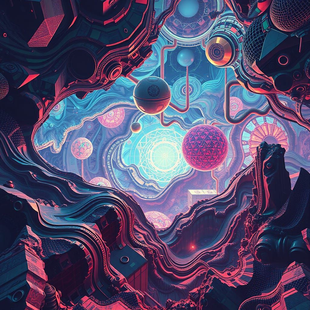 Surrealist Dreamscape in Vibrant Hues