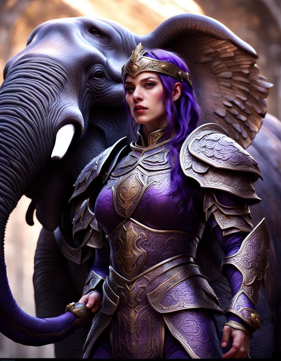 Armored Loxodon Paladin Portrait in Detailed 3D