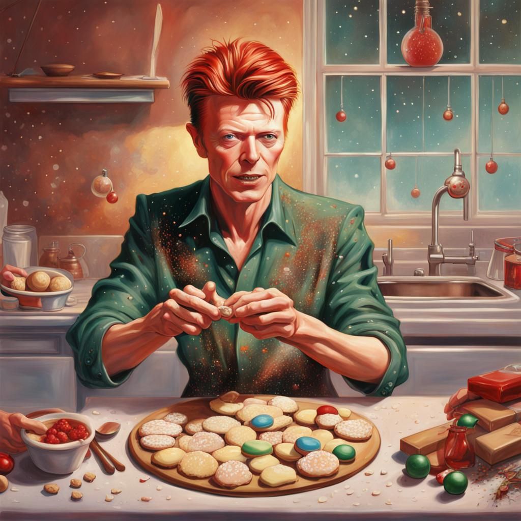 David Bowie Baking Christmas Cookies: Hyperrealistic Splash ...