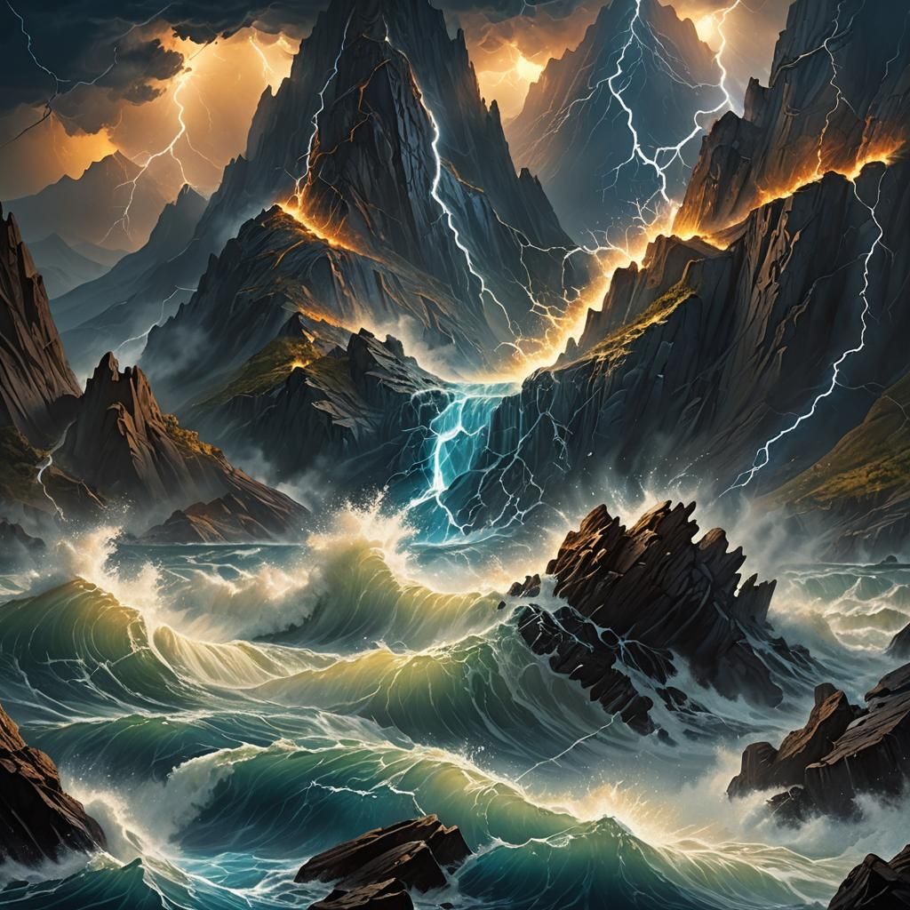 Mountains Shattered by Lightning: A Dramatic Landscape