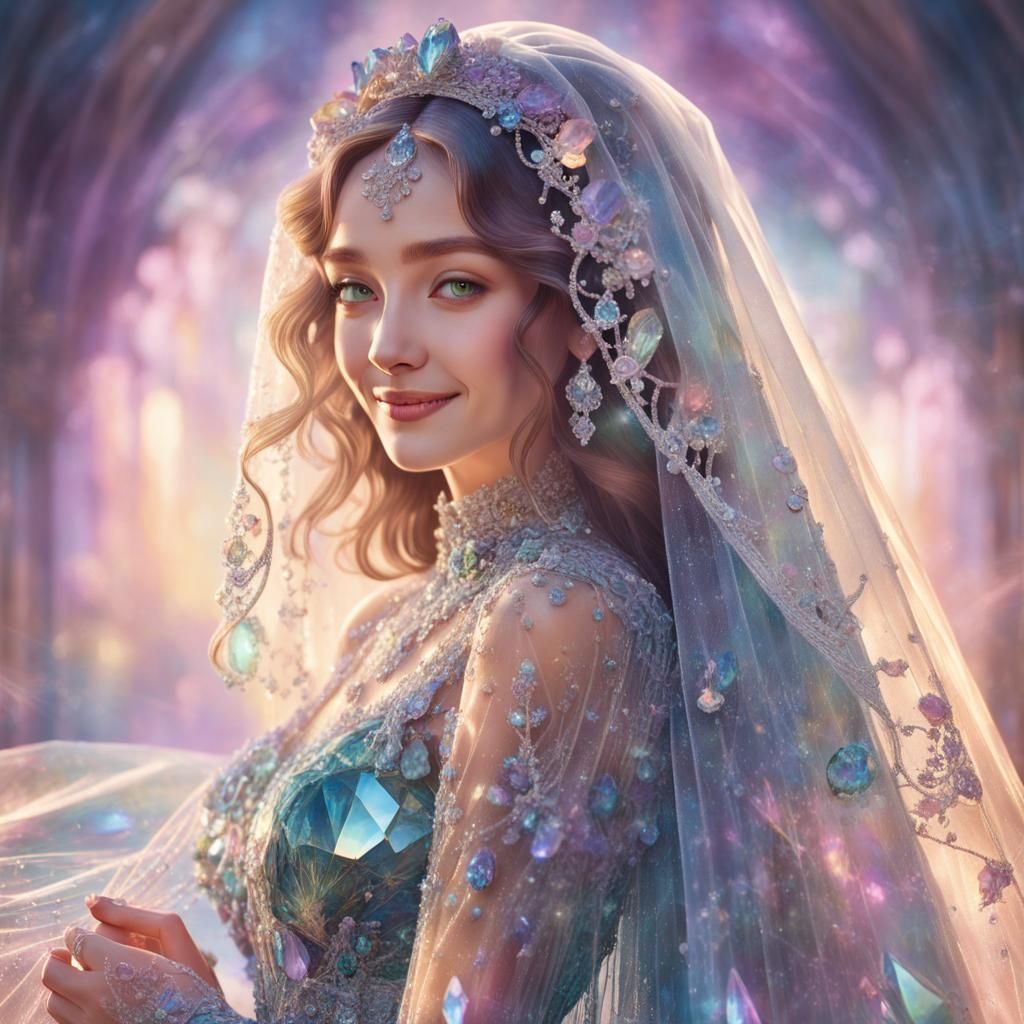 Bride in Crystal Dress, Enigmatic Cinematic Colors