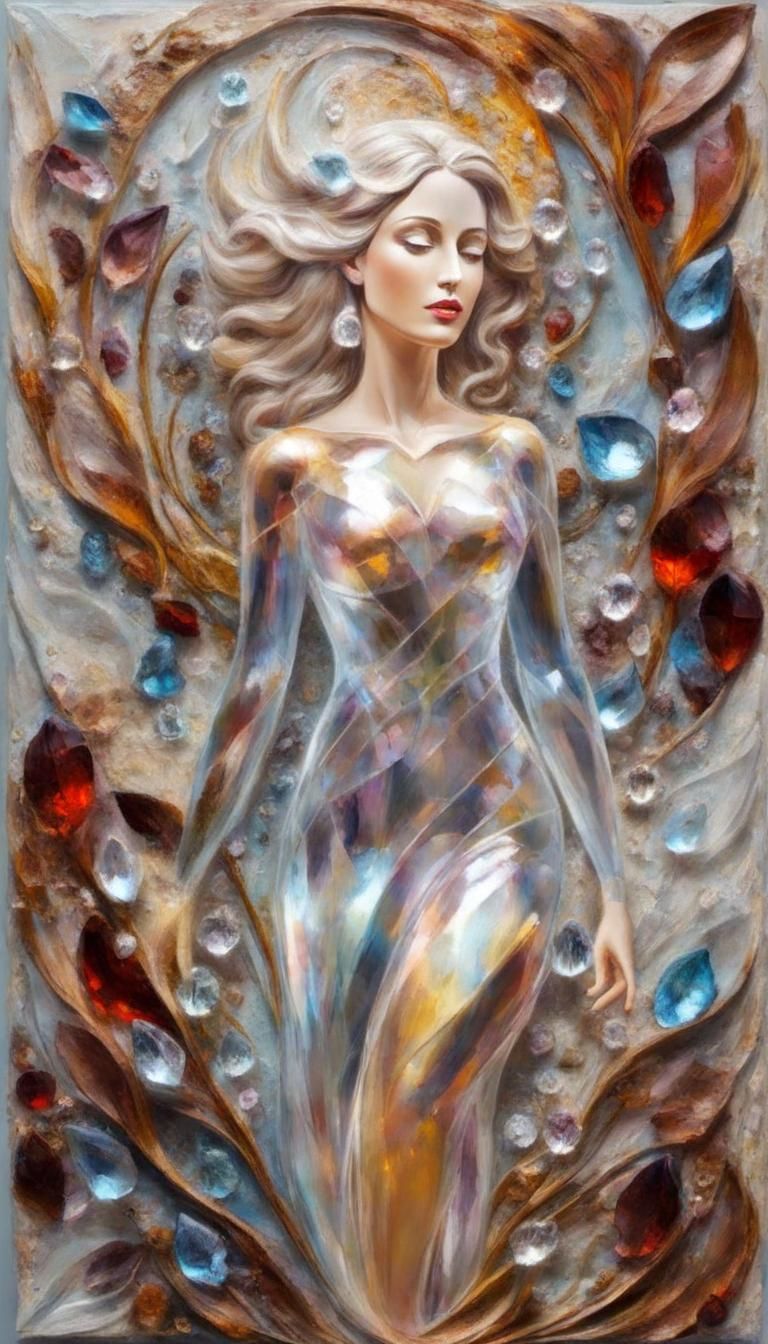 Crystal Motherhood: Impasto Glass Woman