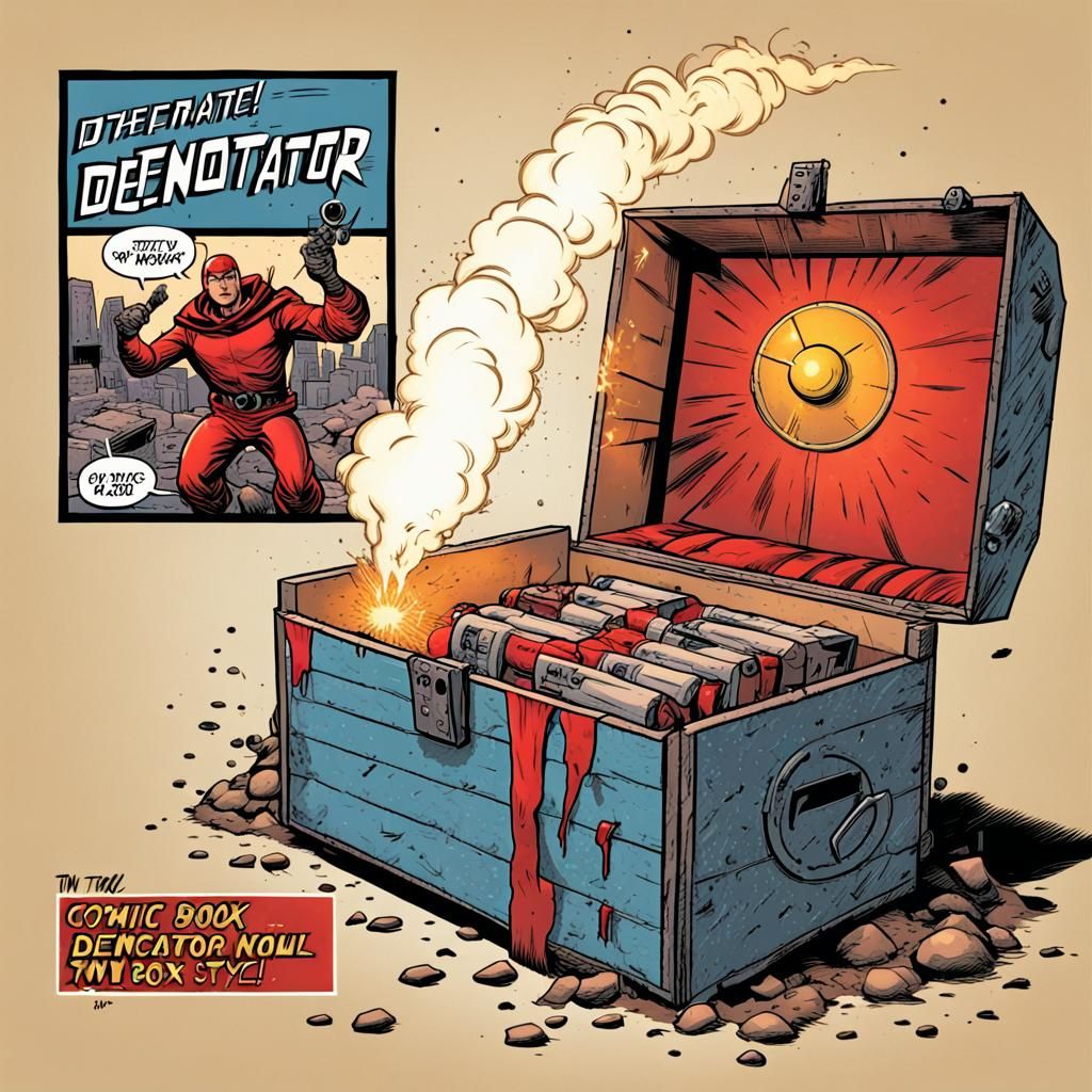 TNT detonator box :: comic book graphic novel style