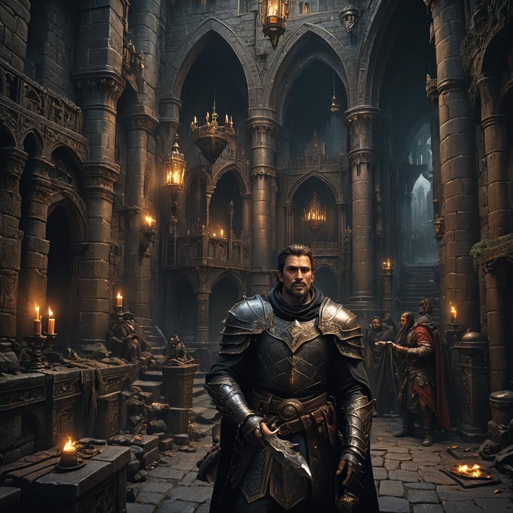 Vicious Man in Dark Castle: Detailed Matte Painting