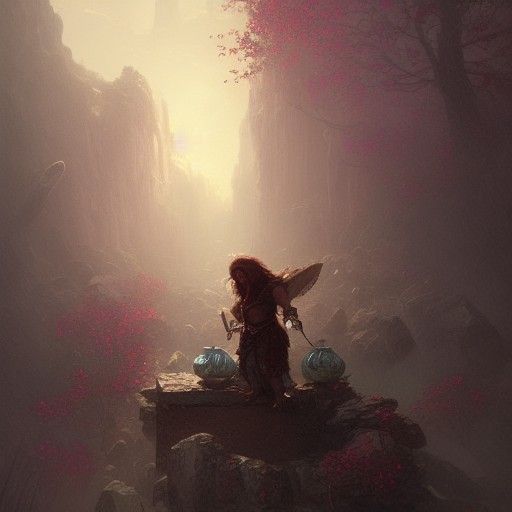 Dwarf Emerges from Stone: Cosmic Fantasy Illustration