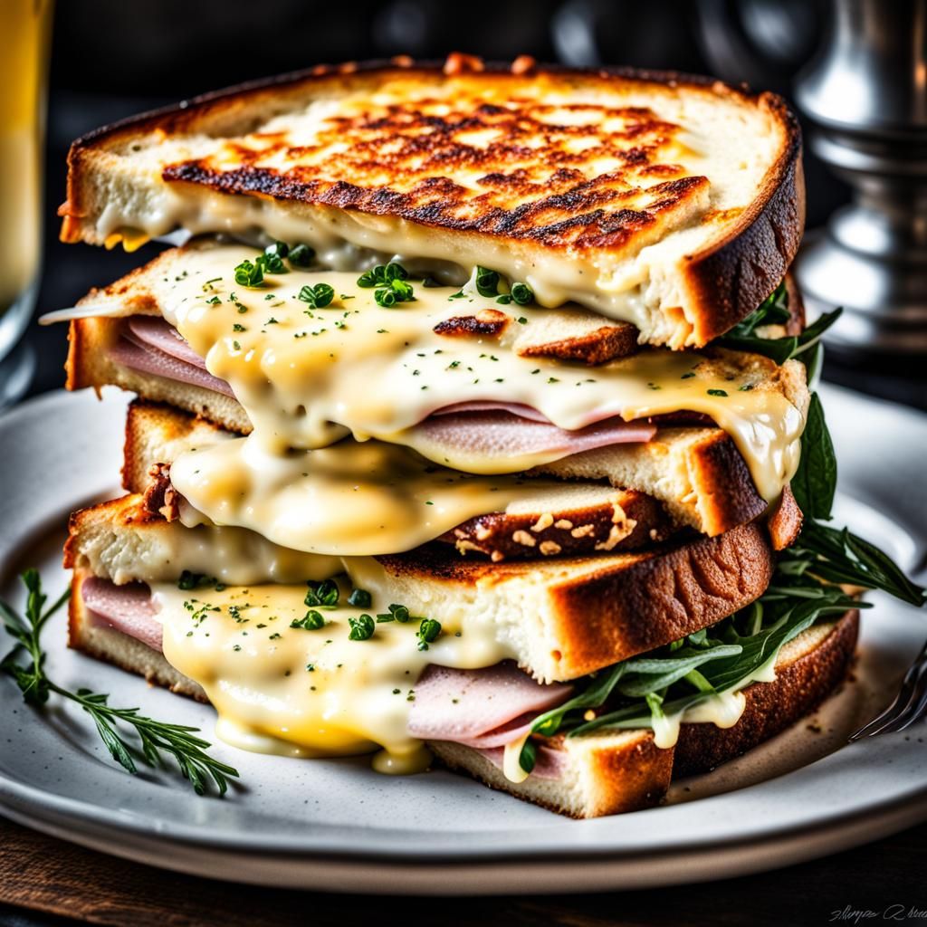 Delicious Croque Monsieur in Hyperrealistic Detail