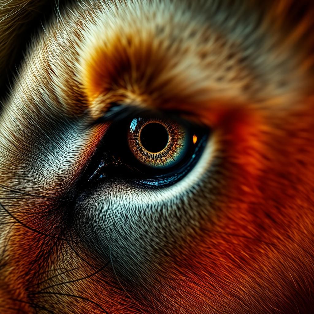 Hypermacro Close-Up of a Lion's Eye