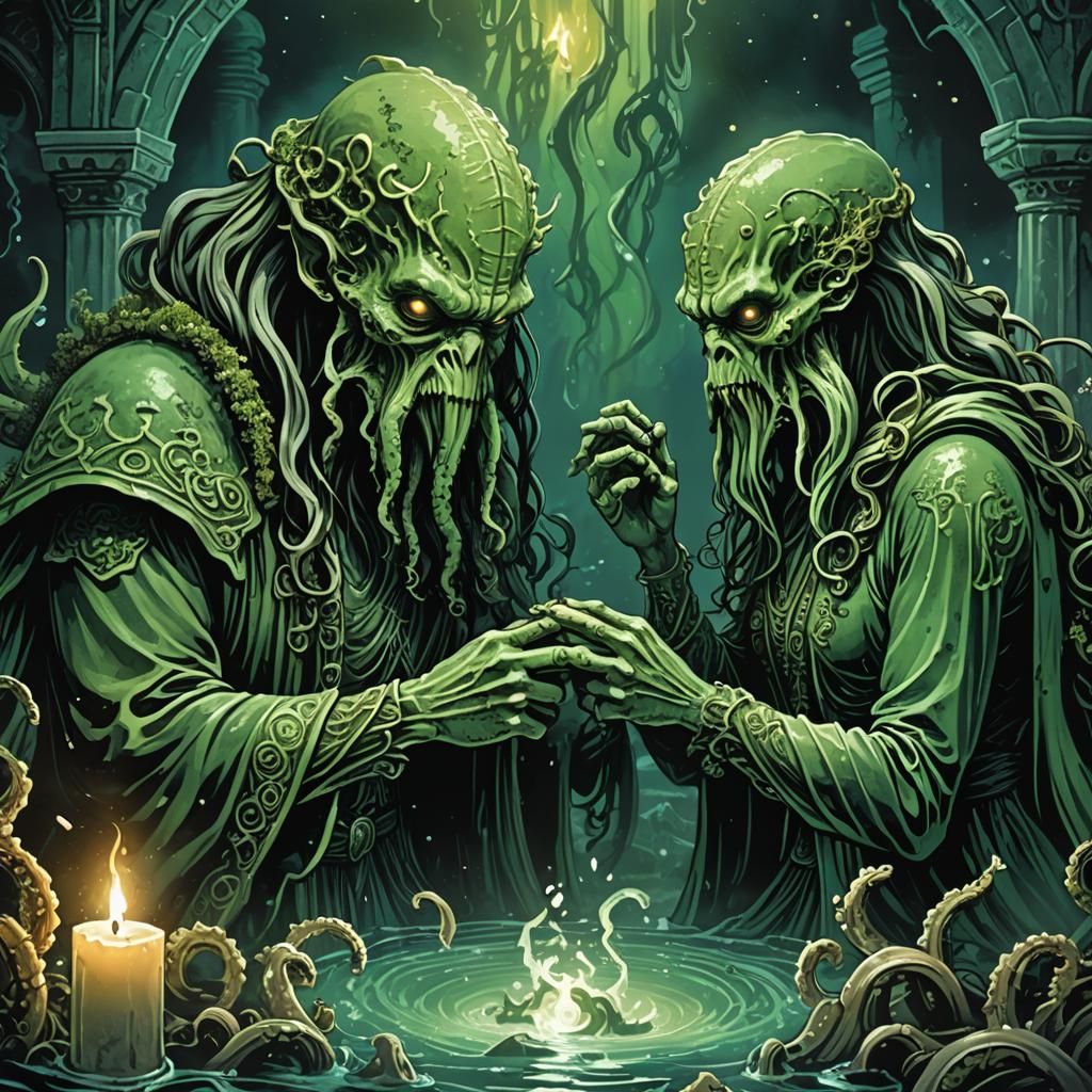 Eerie Underwater Altar: Lovecraftian Wedding Ring Destructio...