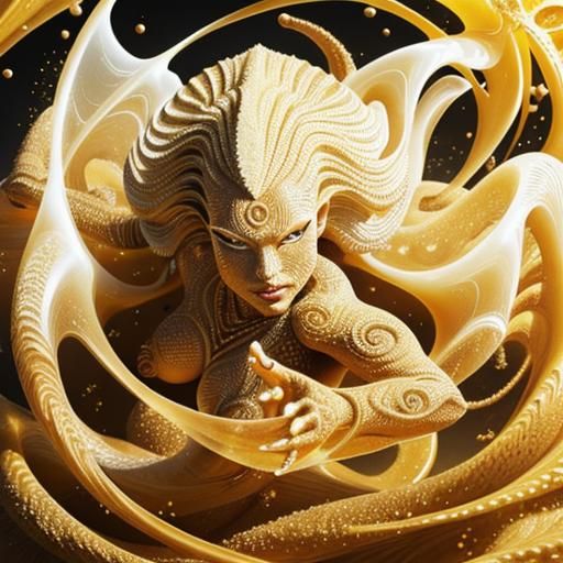 Sand Creature Dissolving in a Magical Swirl